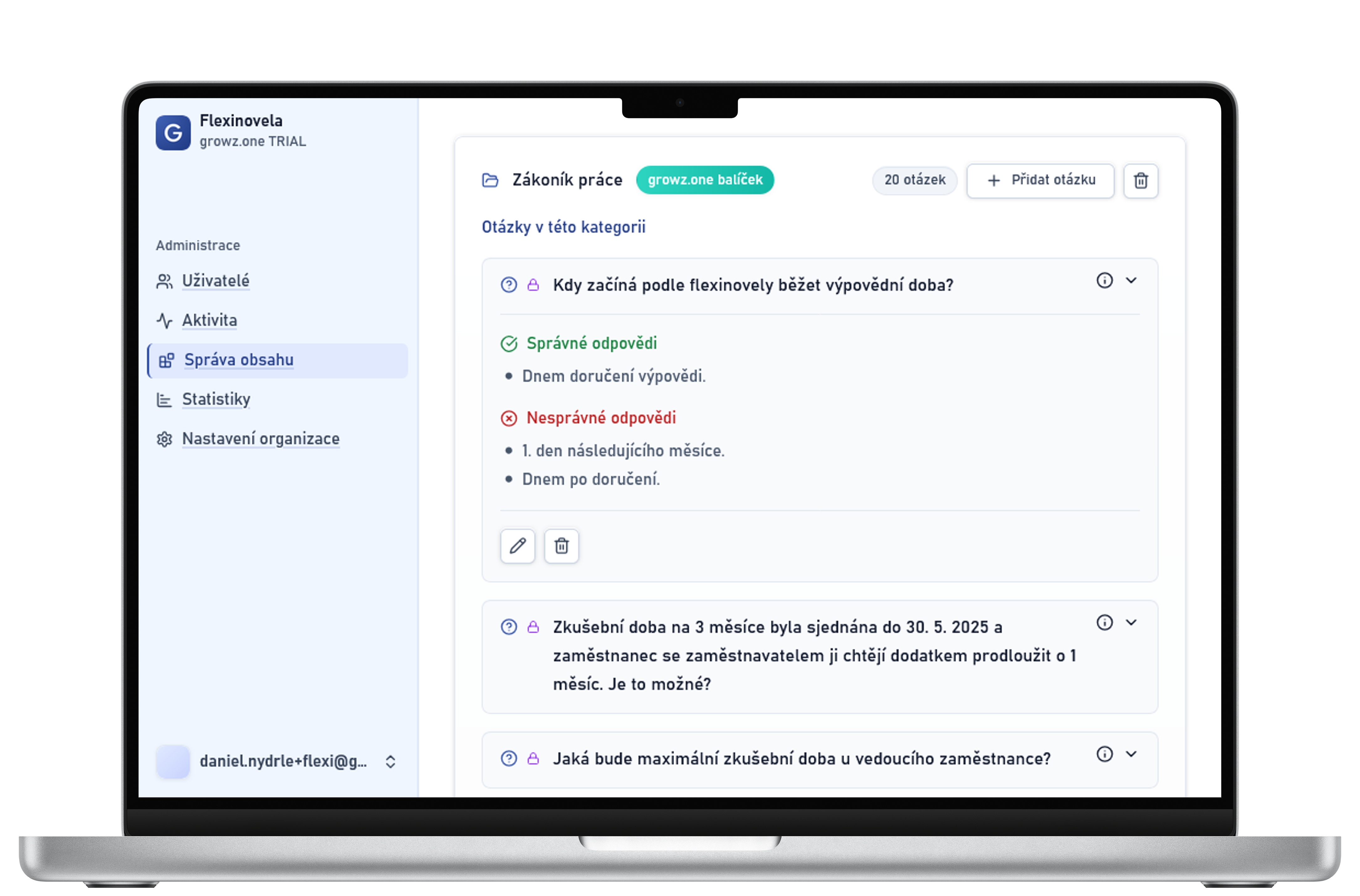 Mockup rozhraní pro vytváření otázek